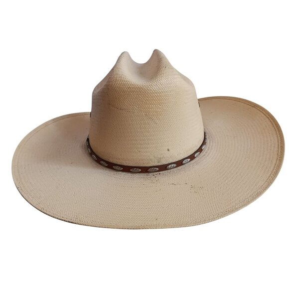 7 1/8 George Strait Resistol Mens Straw Cowboy Hat Vintage 1990's Western Oval - Picture 6 of 16